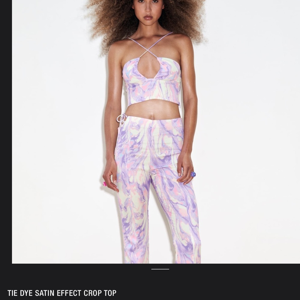 Zara pastel tie dye satin  top